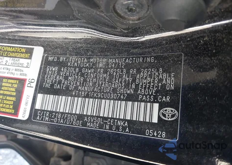 2012 Toyota Camry Le из США, поврежденный, VIN 4T1BF1FK9CU090747